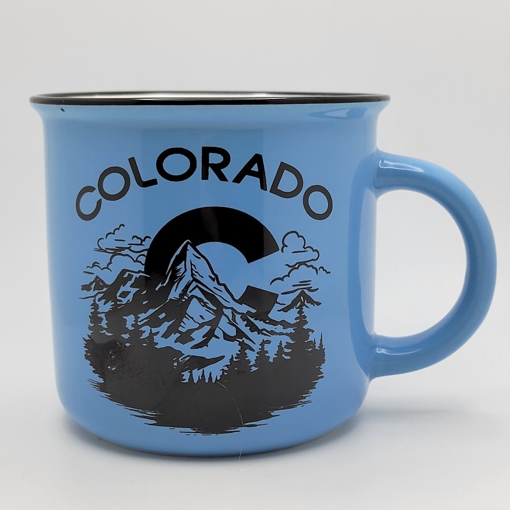 Colorado Stoneware Campfire Coffee Mug Blue Mountain Graphic Camping Style